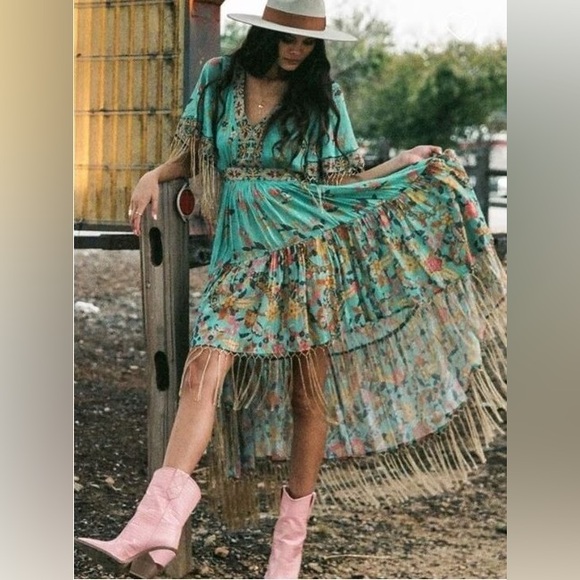 Hendrix Tassled Dress in Sky | Spell & The Gypsy Collective, Size Small - Picture 5 of 16